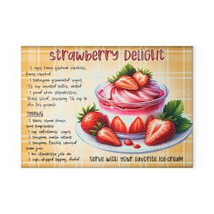Strawberry Delight Recipe Glass Cutting Board - Decorative Kitchen Decor