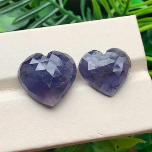 Iolite Rose Cut Heart Shape Flat Backs Lot Gemstone, 27.60 Caret Size 16-18 MM