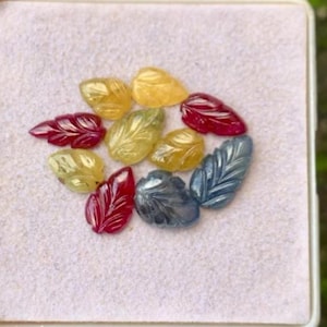 Lot de pierres précieuses à sculpter des feuilles de rubis multicolores, 16,80 carats, 8-12 mm
