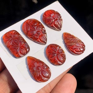 Naturlig hessonitgranat Mughal snidsten: (Storlek 17-24 MM) bild 4