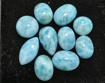 Larimar, 100% Natural Larimar Smoothies Cabochon, 57.50 Carat, Size 10.5 mm To 16.50 mm Lot For Making Jewelry, Ring & Pandant Size for Her