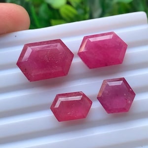 Lote de gemas de rubí y zafiro de Tailandia con talla rosa facetada, 24,50 quilates, tamaño 10-17 mm,