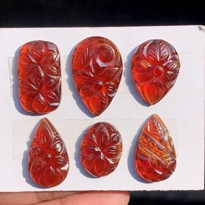 Naturlig hessonitgranat Mughal snidsten: (Storlek 17-24 MM) bild 5