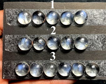 Malawi Månsten Ädelsten, Rund Form Platt Baksida Cabochon Lös Ädelsten, Storlek 10 MM