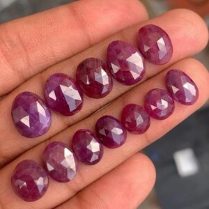 Lote de 12 piedras preciosas de zafiro rubí de talla rosa, 48,95 quilates, 9-13 mm