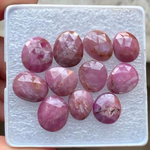 Lote de piedras preciosas de rubí y zafiro con talla rosa y forma elegante, 48,80 quilates, tamaño 10-12 mm,