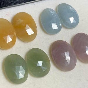 Multi Saphir Rose Cut Edelstein Lot, Freeform flache Rückseiten (4 Paar)