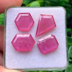 Lote de piedras preciosas de rubí y zafiro de Tailandia con talla de mesa por ambos lados, tamaño de 12,80 quilates (10-15 mm).