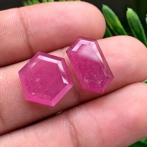 Lote de piedras preciosas de rubí y zafiro de Tailandia con talla de mesa por ambos lados, tamaño de 12,40 quilates, 12-16 mm,