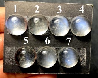 Malawi Månsten Ädelsten, Rund Form Platt Baksida Cabochon Lös Ädelsten, Storlek 14 MM
