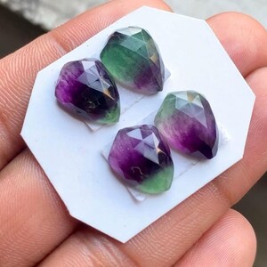 Fluorite Rose Cut Shield Shape Pair Lot Gemstone, 21.30 Caret Size 13-14 MM,