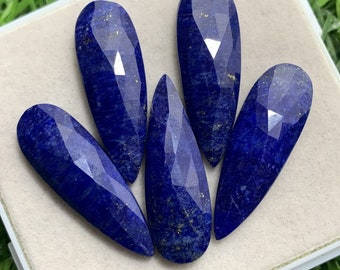Lapis, 100% Natural Lapis Lazuli, Rose Cut Pear Shape Flat Backs Lot Gemstone, 55.60 Crate Size 10X30 mm For Making Jewelry Ring Size,
