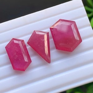 Lote de piedras preciosas de rubí y zafiro de Tailandia con talla de mesa por ambos lados, 23,40 quilates, tamaño 16-17 mm,