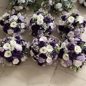 Purple Flower Ball Wedding Banquet Wedding Centerpieces Rose Flower Ball Artificial Flower Table Centrepieces Party Decor