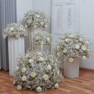 Fully Baby Breath With White Flower Wedding Banquet Wedding Centerpieces Rose Flower Ball Artificial Flower Table Centrepieces