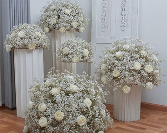 Fully Baby Breath With White Flower Wedding Banquet Wedding Centerpieces Rose Flower Ball Artificial Flower Table Centrepieces