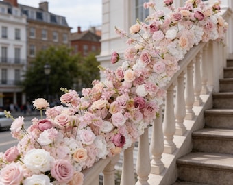 Light Pink Floral Garland,Wedding Staircase Flower Arrangement