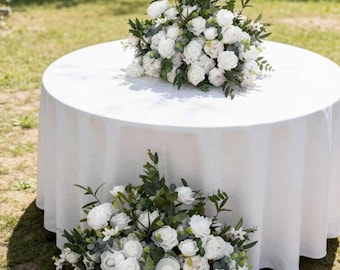 White Wedding Floor Flower,Table Floral Runner,Wedding Aisle Flower