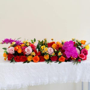 Autumn Rose Flower Garland,Orange Flower Centerpiece,Wedding Table Runner,Wedding Arch Flower,Arbour Flowers,Wedding Background