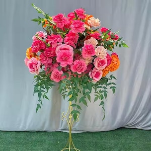 Hot Pink Flower Centerpiece Table Flower Ball Wedding Aisle Flower Ball Artificial Floral Ball Bridal Bouquet Home Wedding Party Decor