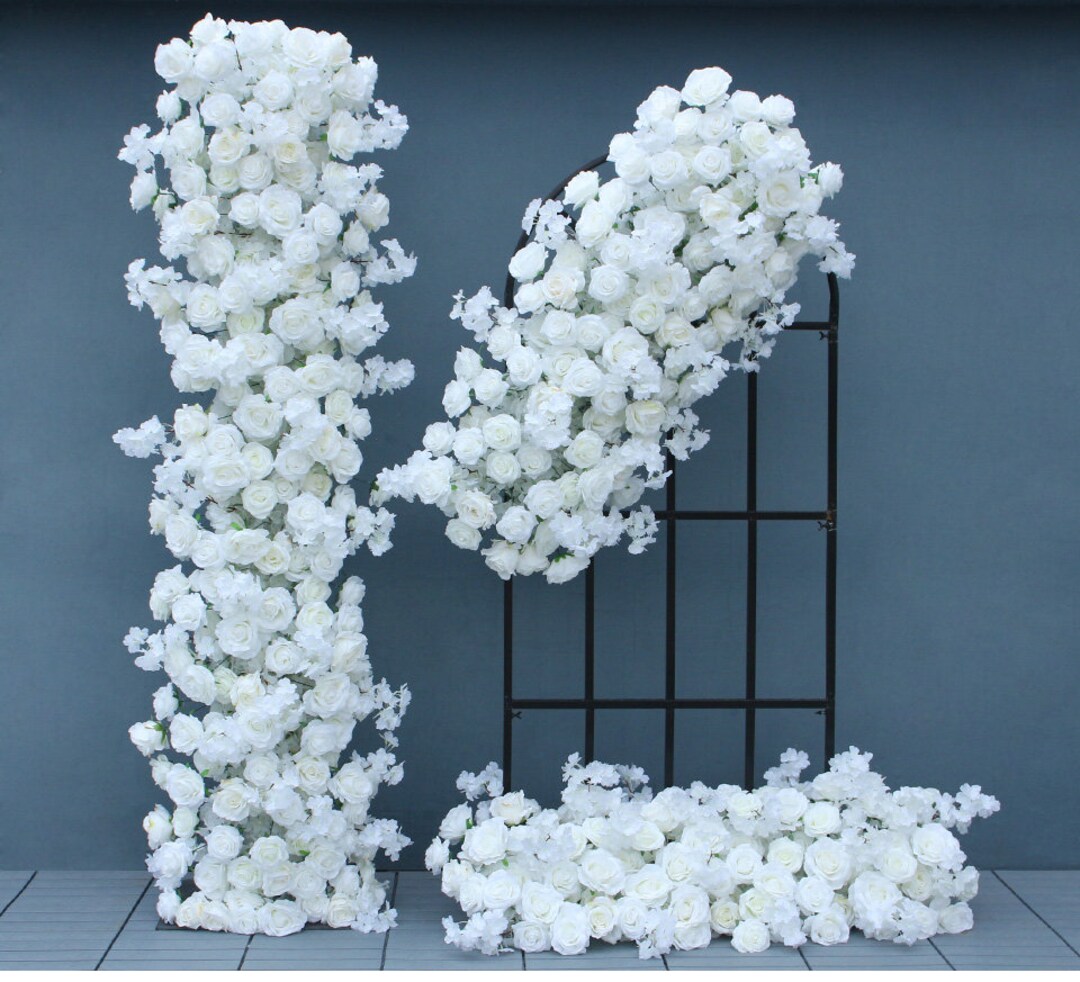 White Rose Flower Garland,wedding Reception Table Runner,silk Flower ...