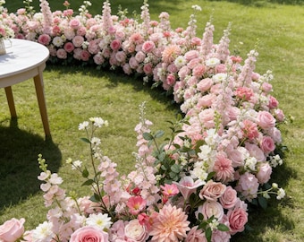 Grounded Flower Arch Arrangements,Flower Garland Runner,Wedding Table Centerpiece