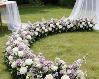 Purple Ground Arch Arrangement,Wedding Aisle Flower Runner