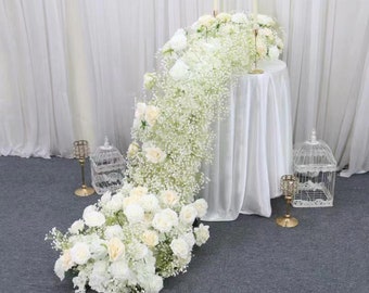 Babysbreath Flower Garland,Gypsophila Table Runner,Wedding Floral Arrangement,Flower Reception Table Runner,Floral Garland,Swag Flower Arch