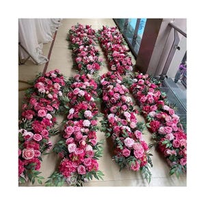 Pink Rose Wedding Centerpiece,Flower Garland,Table Centerpiece Runner,Floral Flower Runner,Wedding Flower Arch,Flower Row,Flower Arrangement