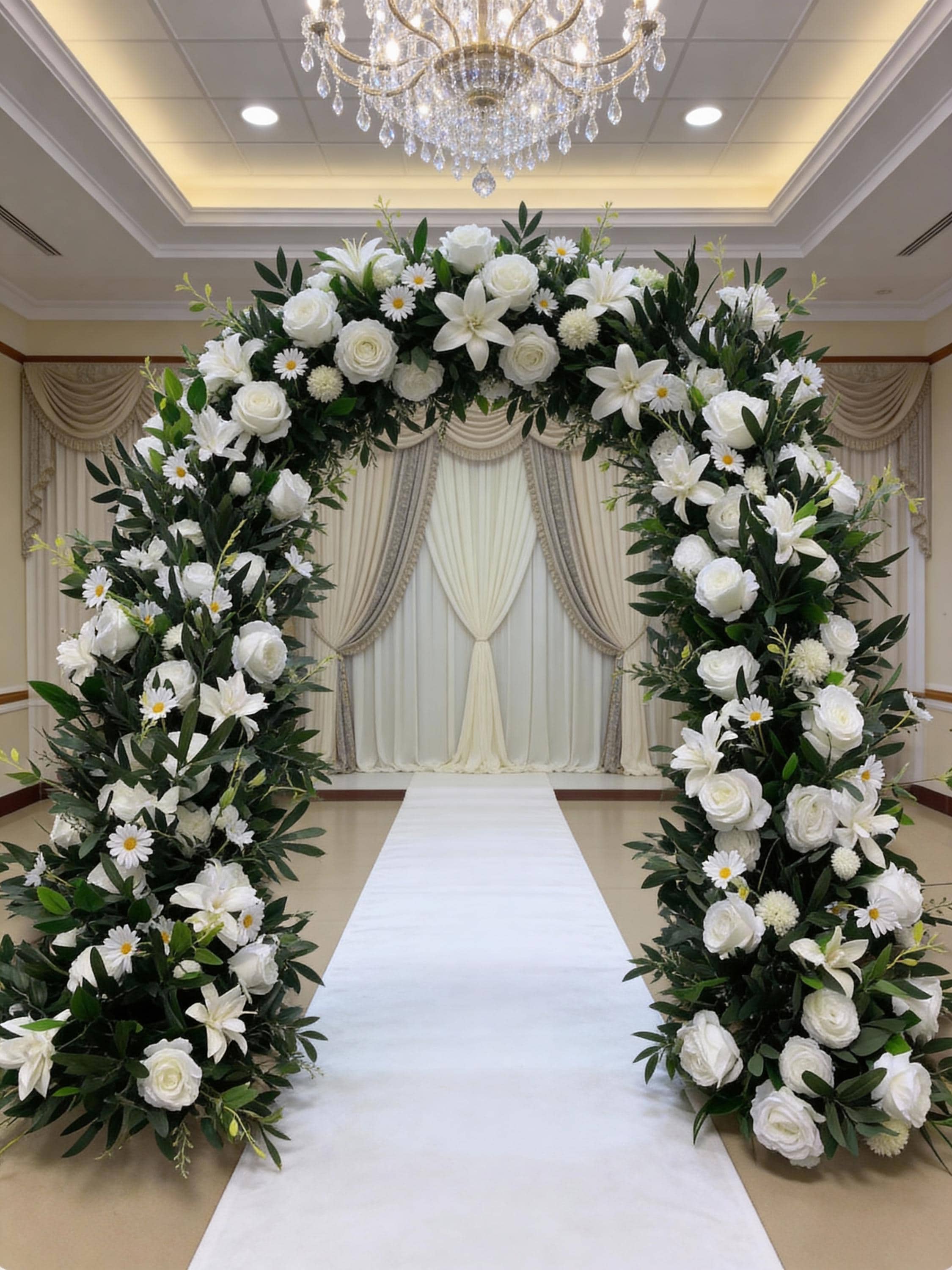 White Rose Flower Garland Table Flower Runner Wedding Arrangement Arch ...