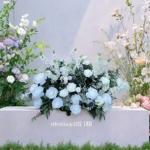 Greenery White Rose Flower Arrangement,Wedding Flower Row,Wedding Flower Centerpiece,Wedding Flower Garland,Wedding Aisle Flower