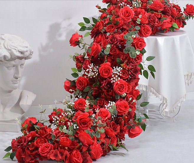 White Rose Flower Garland,wedding Reception Table Runner,table ...