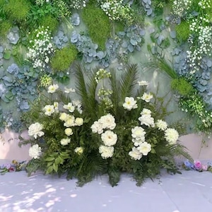 Full Greenery Grounded Flower Arrangement,Artificial White Flower Runner,Wedding Floor Flower,Wedding Aisle Flower,Wedding Centerpiece Decor
