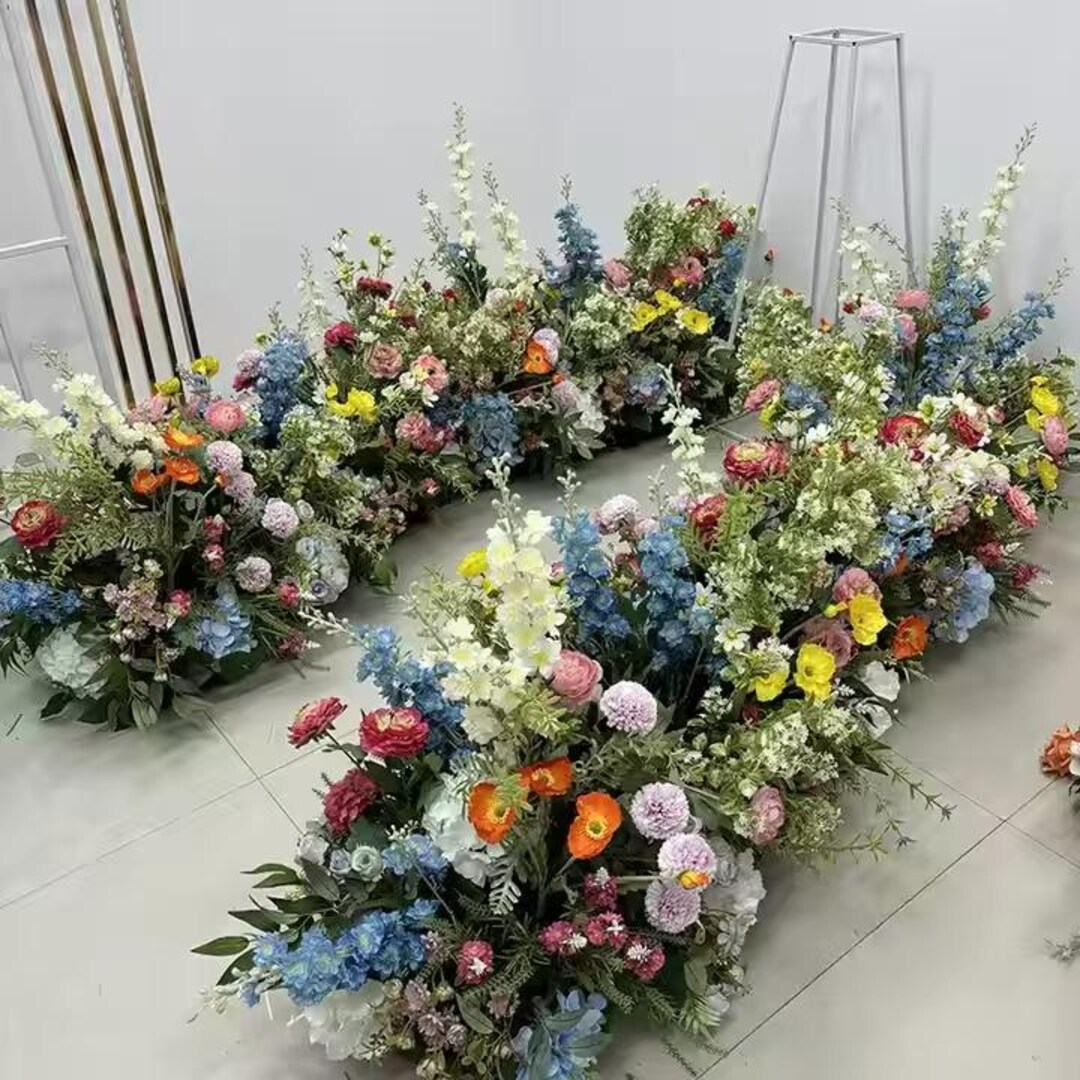 Artifical Spring Roses Ground Arch Flowers,spring Rose Flower Runner,artificial Flower Garland ...