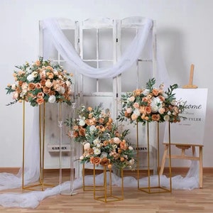 Centrotavola da matrimonio con sfere di fiori autunnali, centrotavola con sfere di rose, centrotavola con sfere di fiori di seta, decorazioni per feste di matrimonio, decorazioni per la casa