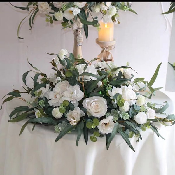 Eucalyptus Greenery Flower Ball Wedding Party Table Decor Wedding Arrangement Table Centerpiece White Wedding Reception Table Decor