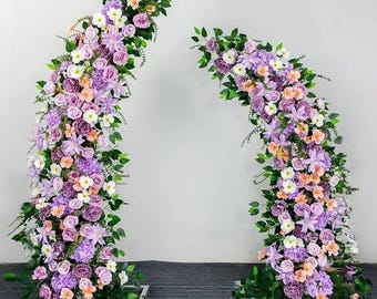 Purple Rose Peony Flower Arch,Flower Wedding Backdrop,Purple Flower Archway,Wedding Flower Arrangement Arch Flower,Wedding Pillar Flowers