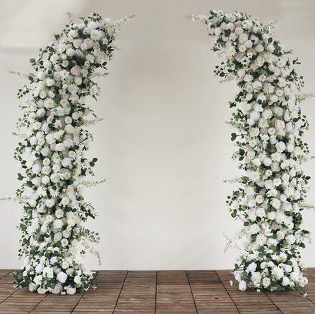 Wedding Arch Silk Floral,white Rose Flower Row Arrrangement,arbour ...