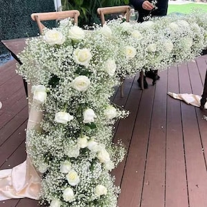 Ghirlanda di rose bianche, centrotavola, runner da tavolo per matrimonio, navata floreale per composizioni nuziali, runner di fiori personalizzato