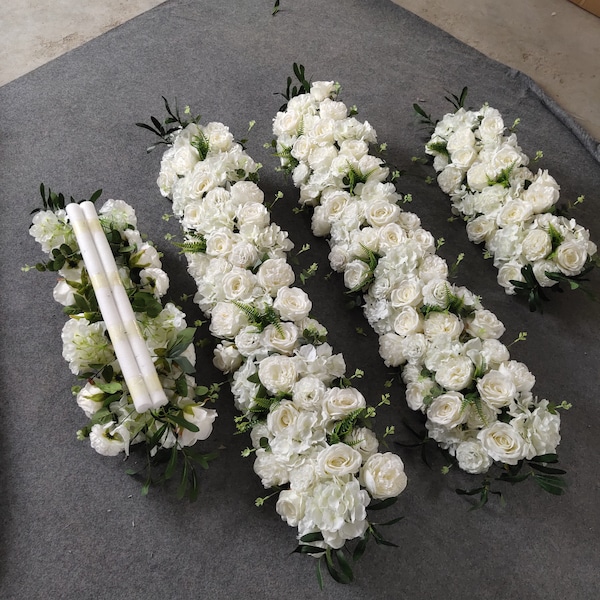 Flores del pasillo de la boda, decoración de la mesa de recepción de flores, guirnalda de flores de rosas, corredor de flores artificiales flores del arco de la boda corredor de flores personalizado