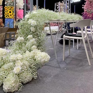 Ghirlanda di Gypsophila, ghirlanda di fiori Baby Breathy, ghirlanda di fiori da matrimonio, runner da tavolo per ricevimento di nozze, arco di fiori da matrimonio, runner da tavolo