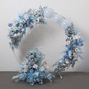 Arco de flores azules, guirnalda de flores para esquina de boda, guirnalda de flores para decoración de fondo de boda, camino de flores, guirnalda floral para boda
