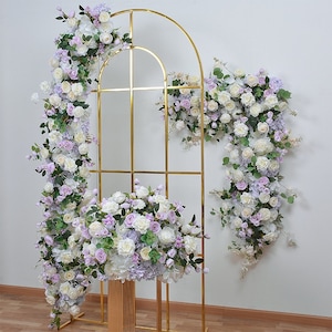 Purple White Flower Runner,Wedding Aisle Flower Garland,Wedding Reception Table Runner,Flower Ball,Wedding Arch Flowers