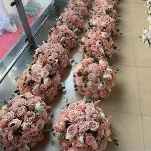 Centrotavola di fiori artificiali per ricevimenti nuziali, decorazioni per feste nuziali, centrotavola di fiori artificiali per strada nuziale