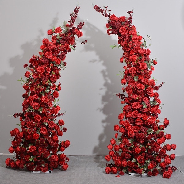 Red Rose Archway Flower Wedding Backdrop Flower Archway Wedding Flower Arrangement Arch Flower Outdoor Party Event Decor Custom Flower