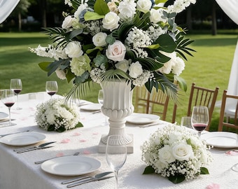 White Rose Flower Ball,Wedding Flower Arrangement,Silk Flower Kissing Ball,Table Centerpiece Decor
