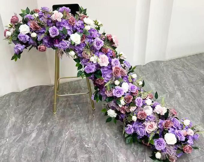 Purple Hydrangea Rose Flower Runner,wedding Reception,stair Aisle ...