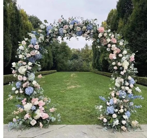Blue Hydrangea Rose Flower Arch Wedding Flower Garland Table Runner Flower Row Wedding Arrangement Arch Wedding Corner Swag Arbour Flowers