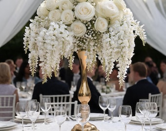 White Flower Arrangement,Table Centerpiece Decor,Wedding Table Artificial Flower Ball