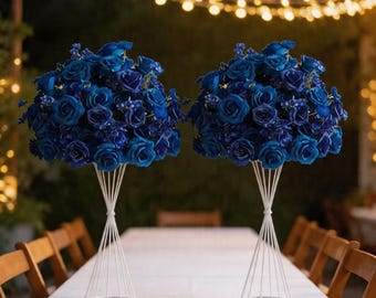 Navy Blue Rose Flower Ball Wedding Arrangement Table Centerpiece Decor